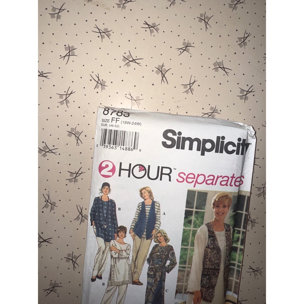 Simplicity 8783 Women Separates Pattern Tunic Pants Vest Size 18W-24W Uncut 1994